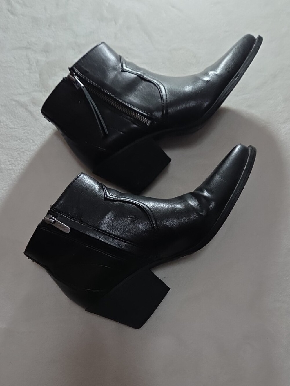 Circus by Sam Edelman Whistler Black Leather Ankle Booties with Side Zipper - Picture 2 of 7